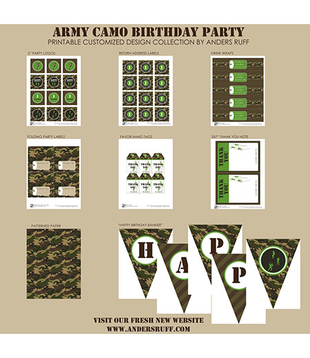 Army Camo Birthday Party Printable Collection